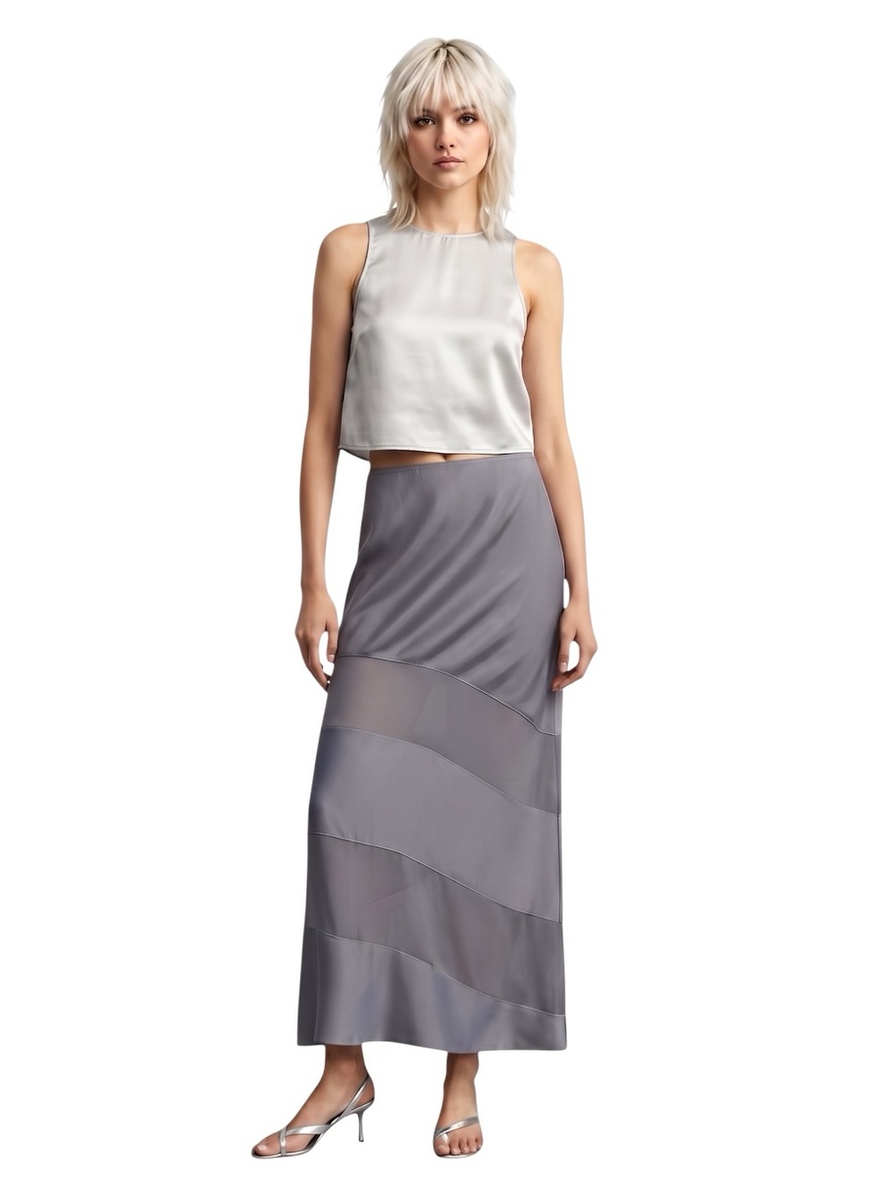 Anthropologie Sheer Stripe Maxi Skirt
